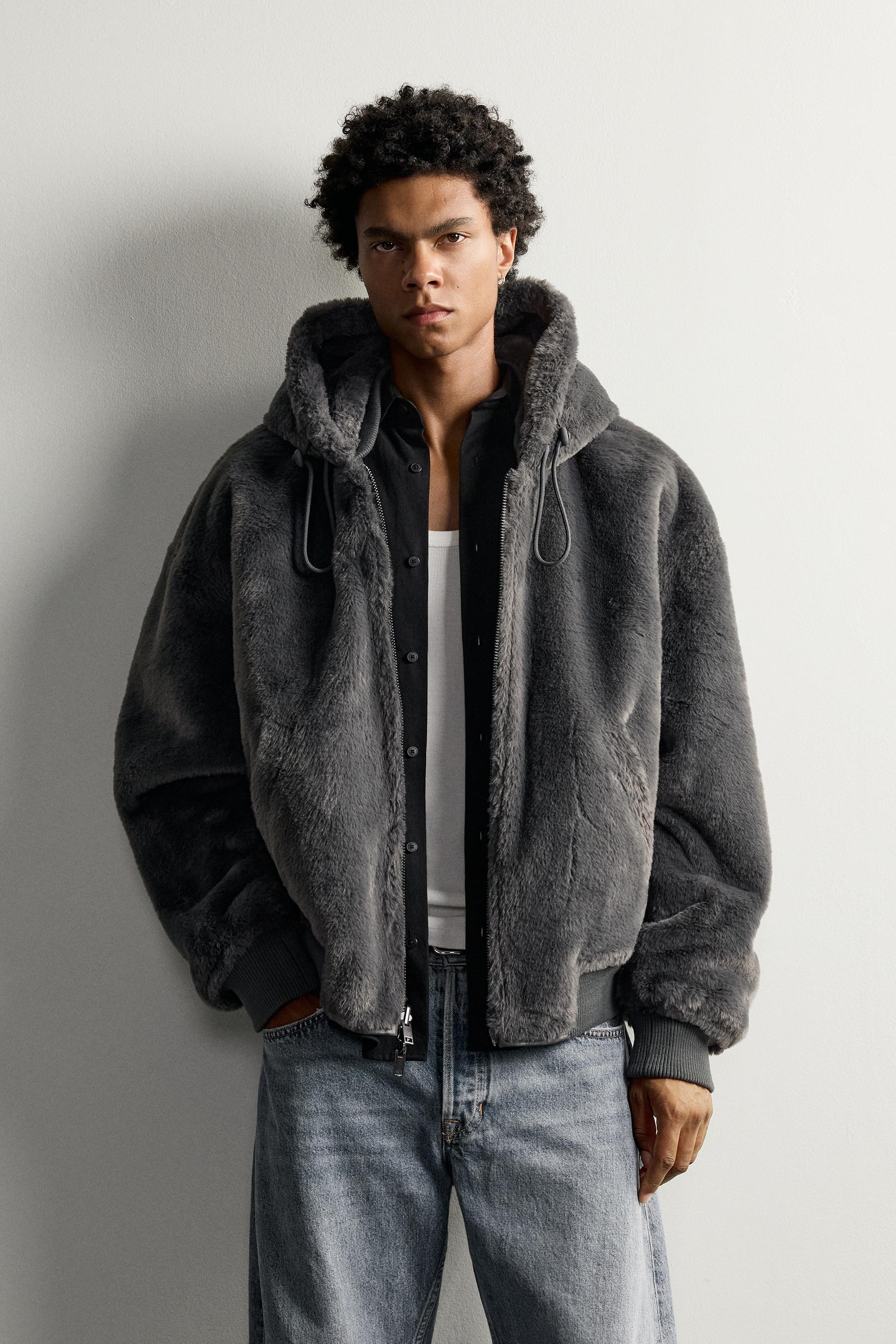 FAUX SHEARLING REVERSIBLE BOMBER JACKET